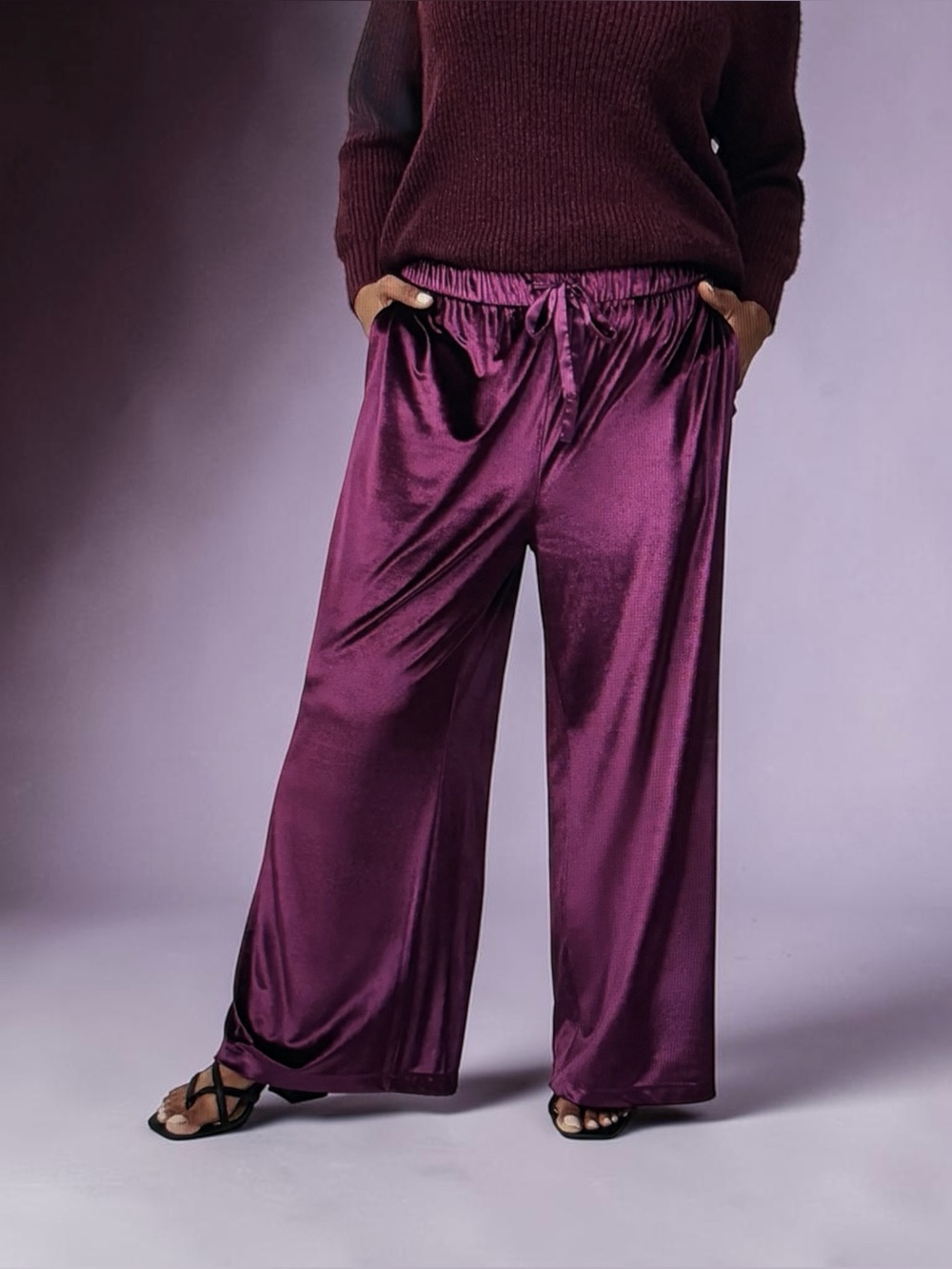 New Torrid High Rise Velour Wide Leg Pants sz 4 4X Elastic Waist Drawstring NEW